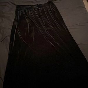 Long black velvet skirt